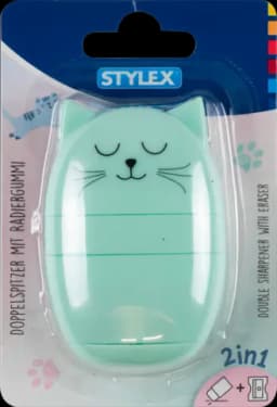 Doppelspitzer mit Radiergummi Katze von STYLEX