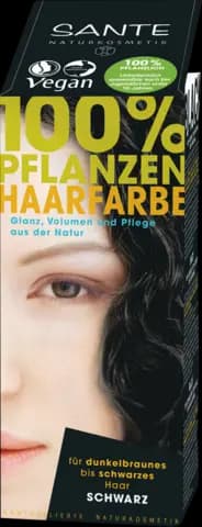 100% Pflanzen, Schwarz, für dunkelbraunes bis schwarzes Haar von SANTE