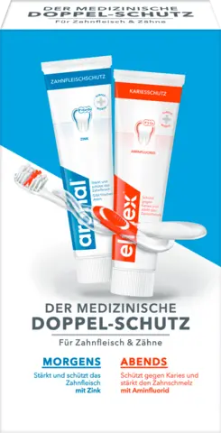 Der Medizinische Doppelschutz Zahnpasta Set von ELMEX