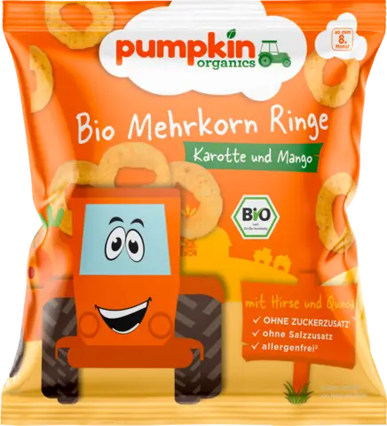 Bio Mehrkorn Ringe Karotte & Mango ab dem 8.Monat von PUMPKIN ORGANICS