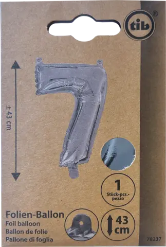 Folien-Ballon Zahlen 7 silber 43 cm von TIB