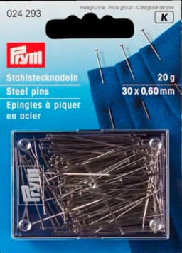 Stahlstecknadel extrafein silber 30 x 0,06 mm von PRYM