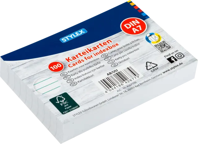 Karteikarten liniert A7 von STYLEX