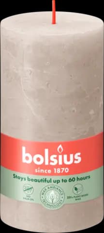 Stumpenkerze Rustik sand 68 x 130 mm von BOLSIUS