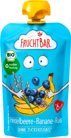 Bio Fruchtpüree Heidelbeere-Banane-Reis von FRUCHTBAR