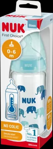 First Choice Flasche Glas mit Sauger Silikon Gr. M von NUK