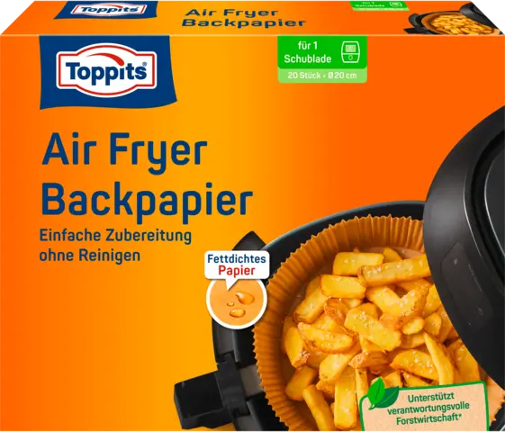Backpapier für Heißluftfritteusen von TOPPITS