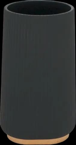 Mundbecher ABS mit Rubbertouch gerillt Bambusboden schwarz von DIV.SAISONMARKEN