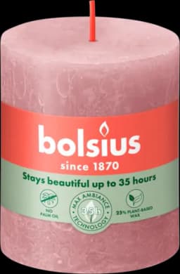 Stumpenkerze rose 80 x 68 mm von BOLSIUS