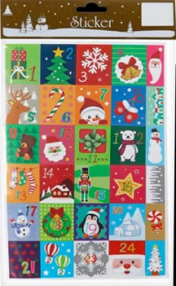Sticker Advent 1-24 bunt 16,5 x 25,5 cm von RODERMUND