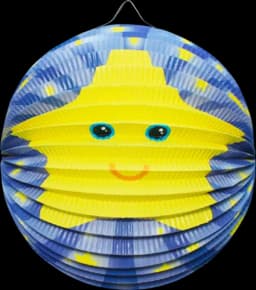 Lampion Stern Papier/Pappe blau/gelb von TRENDDECO