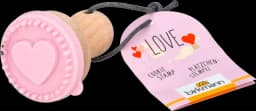 Plätzchen-Stempel Herz Holzgriff Silikonscheibe rosa 5cm von DIV.SAISONMARKEN