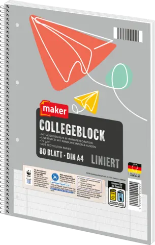 Collegeblock liniert DIN A4 von MAKER