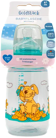 Weithalsflasche mit Trinksauger ab 0 Monate Gr.M von GOLDSTÜCK