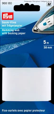 Saum Vlies mit Trägerpapier zum Einbügeln weiß 38mm von PRYM