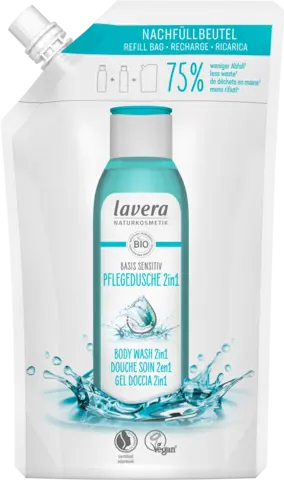 Basis Sensitiv Pflegedusche 2 in 1 für Haut & Haar Nachfüllbeutel von LAVERA