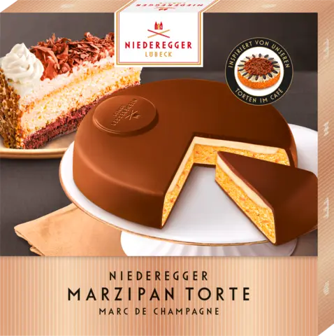 Marzipan-Torte Marc de Champagne in Vollmilch-Schokolade von NIEDEREGGER
