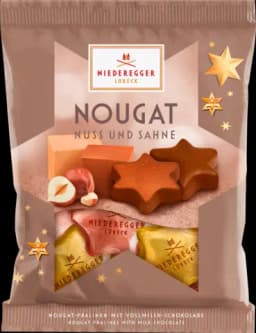 Nuss- und Sahne-Nougat Sterne in Vollmilch-Schokolade von NIEDEREGGER