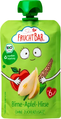 Bio Fuchtpüree Birne-Apfel-Hirse von FRUCHTBAR