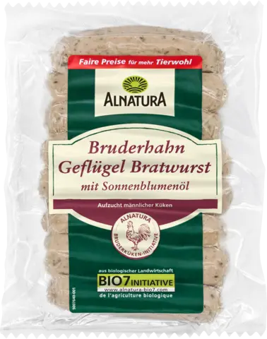 Bio Geflügel-Bratwurst aus Bruderhahnfleisch von ALNATURA