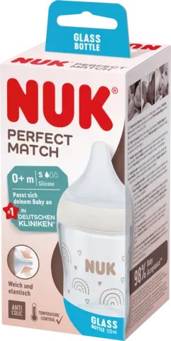 Perfect Match Glas-Babyflasche weiß 120 ml von NUK
