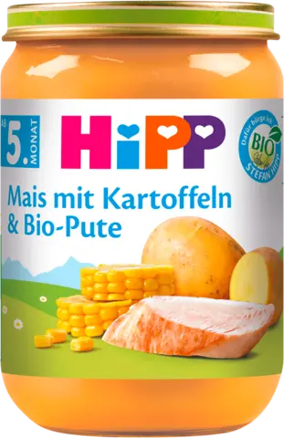 Bio Mais mit Kartoffelpüree und Bio-Pute ab 5. Monat von HIPP