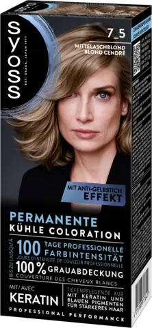 Permanente kühle Coloration 7_5 Mittelaschblond von SYOSS