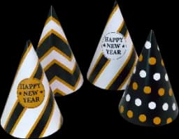 Papierhüte schwarz/weiß/gold 16 cm von TRENDDECO