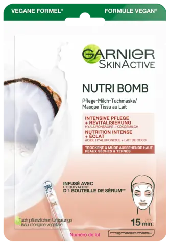 Skin Active Nutri Bomb Pflege-Milch-Tuchmaske Kokos von GARNIER