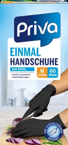 Einmalhandschuhe Nitril, schwarz, Gr. M von PRIVA
