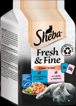 Portionsbeutel Multipack Fresh & Fine in Sauce mit Lachs und Thunfisch MSC 6 x 6 x 50g von SHEBA