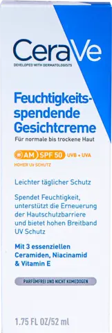 Feuchtigkeitsspendende Gesichtscreme mit SPF 50 von CERAVE
