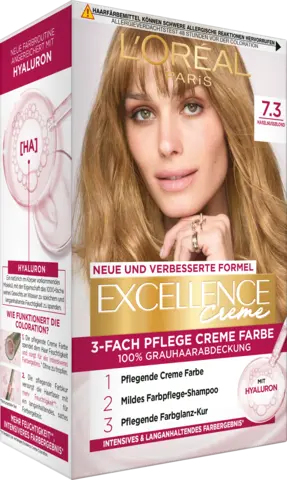 Excellence 3-fach Pflege Creme Farbe 7.3 Haselnussblond von EXCELLENCE